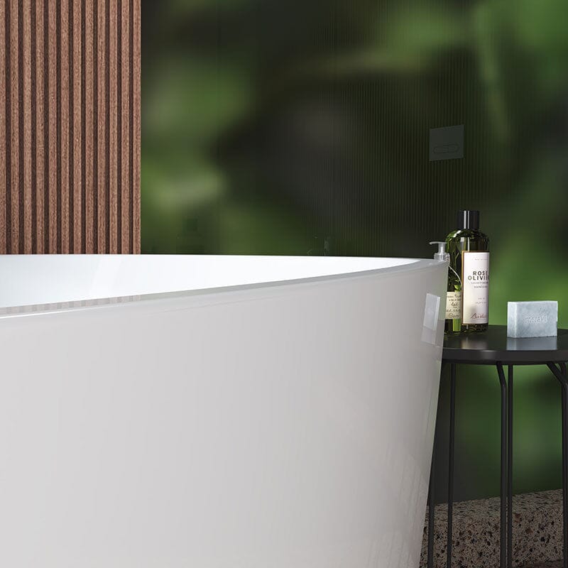 Mokleba 59" Acrylic Square Shape Freestanding Soaking Tub with Overflow & Drain