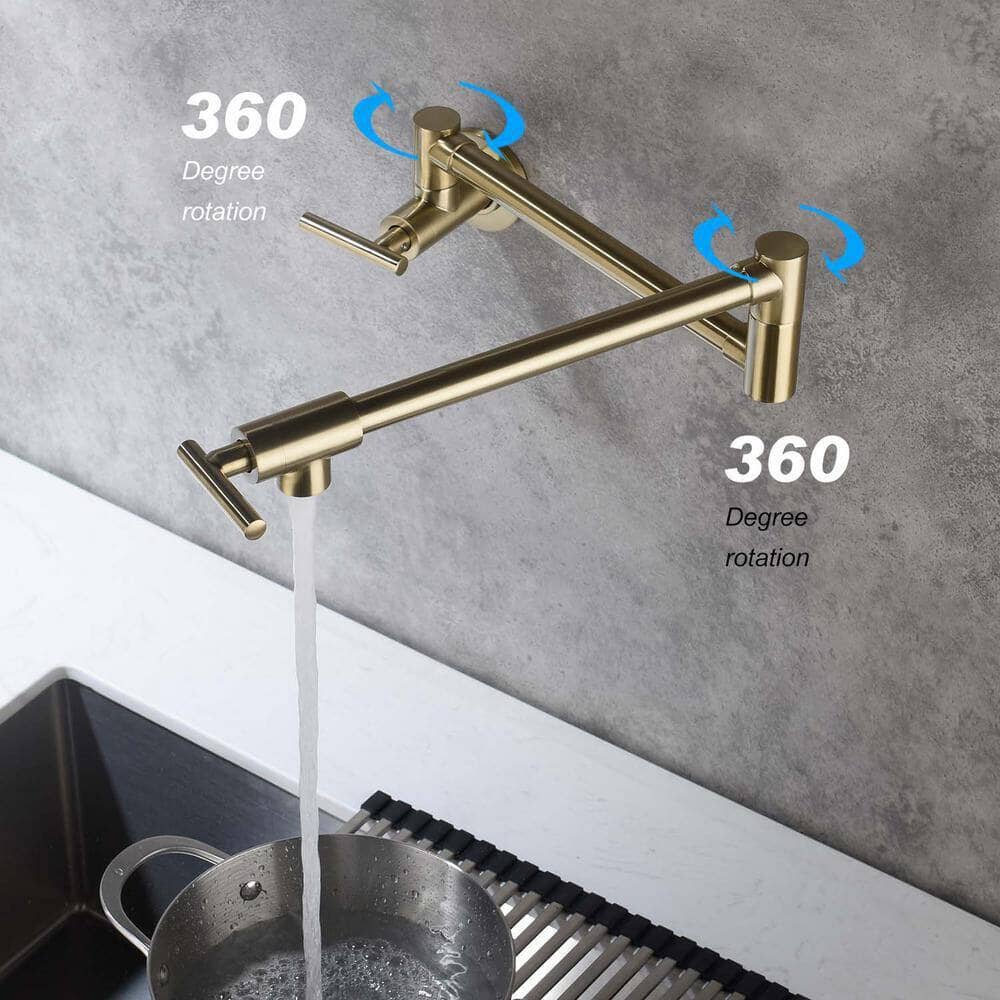 Giving Tree Double Handle Wall Mount Pot Filler Faucet with Solid Brass