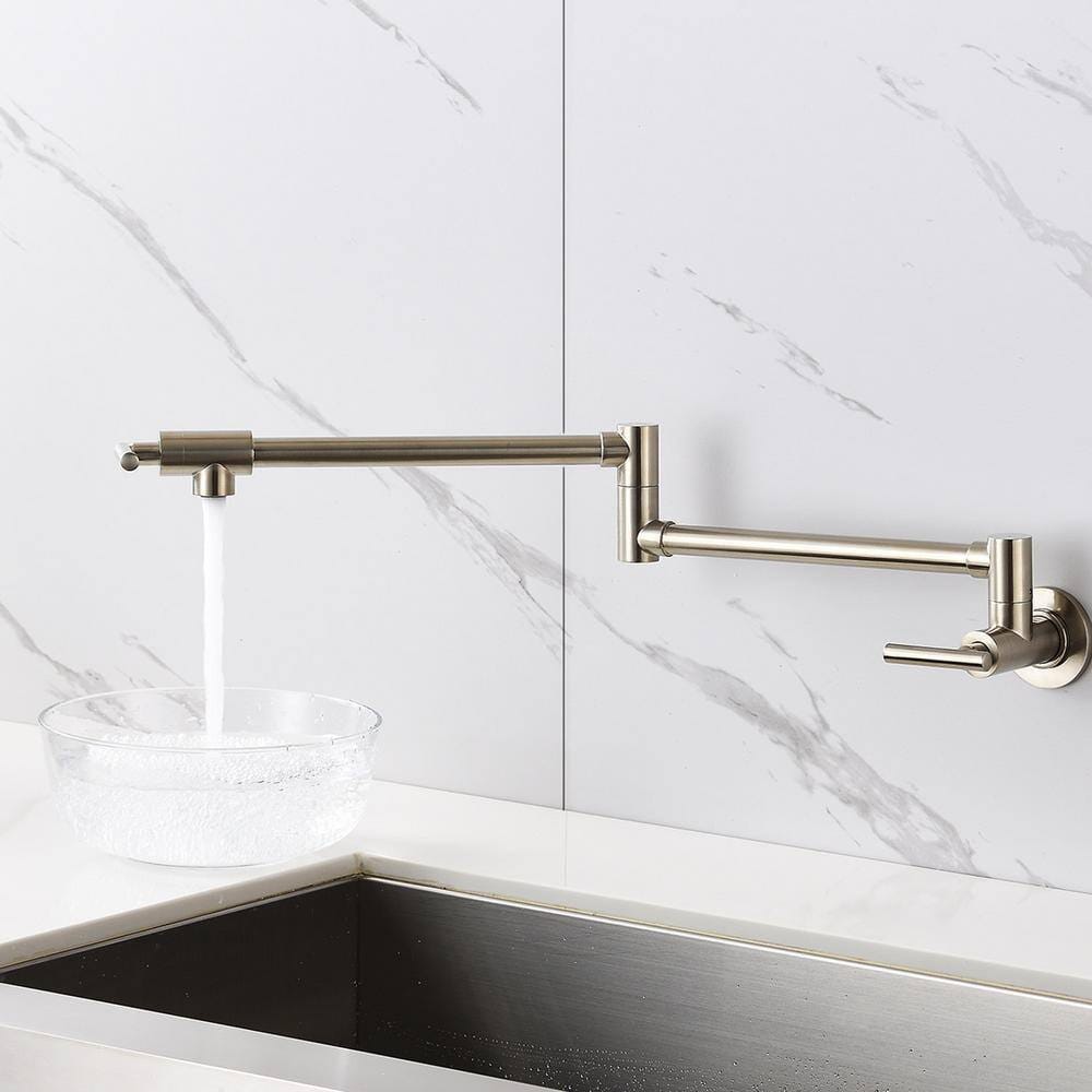 Giving Tree Double Handle Wall Mount Pot Filler Faucet with Solid Brass