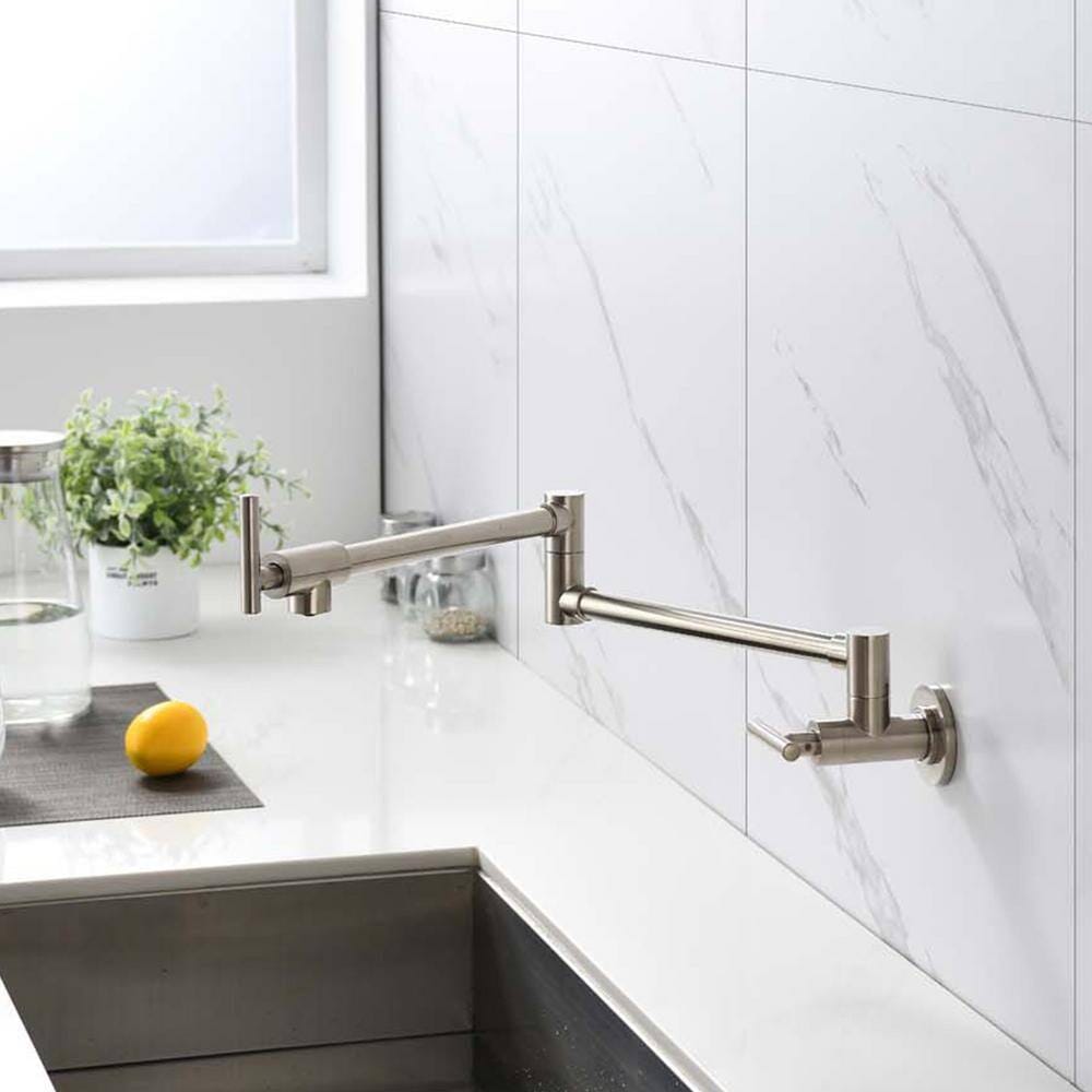 Giving Tree Double Handle Wall Mount Pot Filler Faucet with Solid Brass