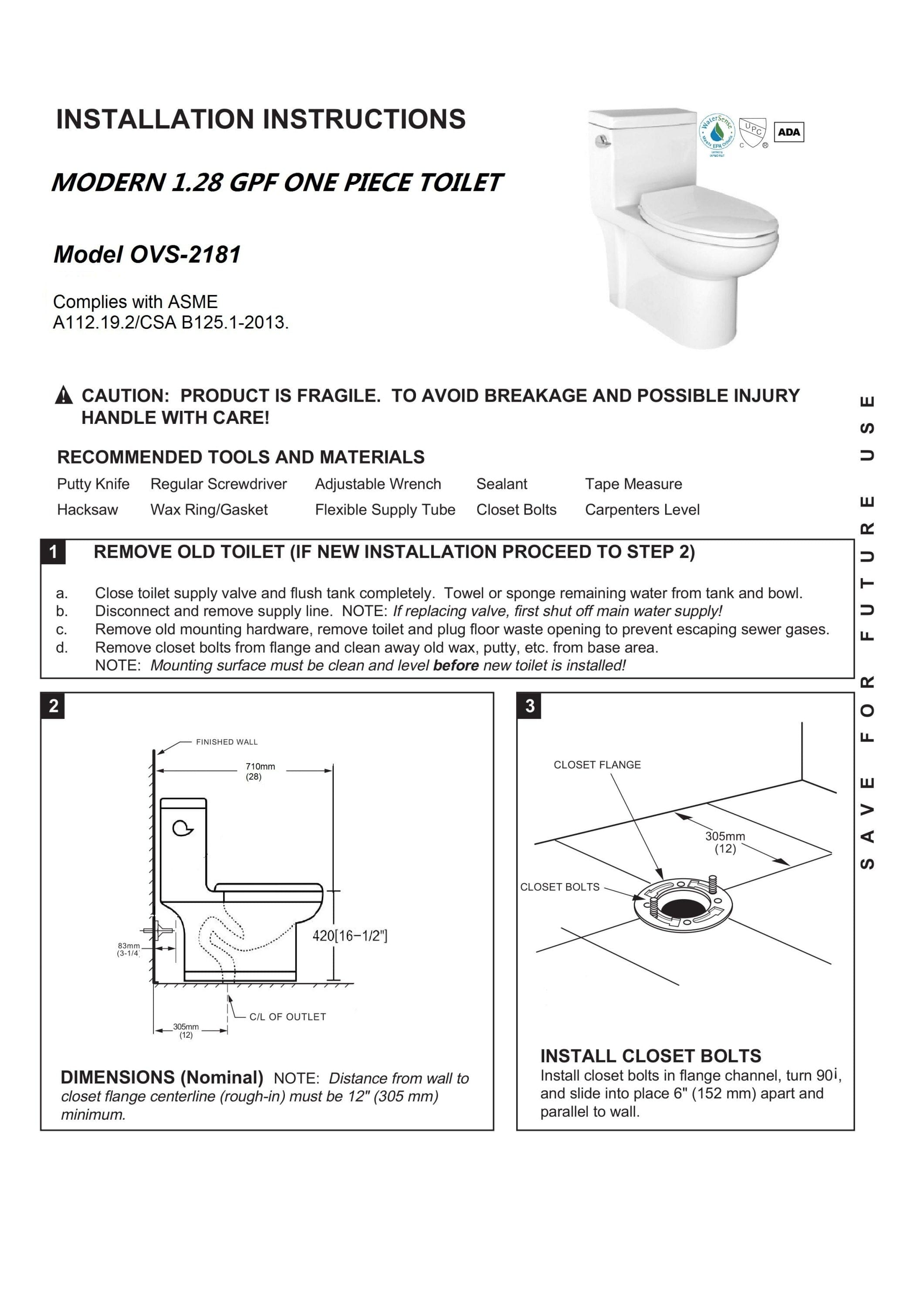 1.28 GPM (Water Efficient) One-Piece ADA Elongated Toilet, Soft Close Seat Included (cUPC Approved) - 28"x 14.5"x 29"