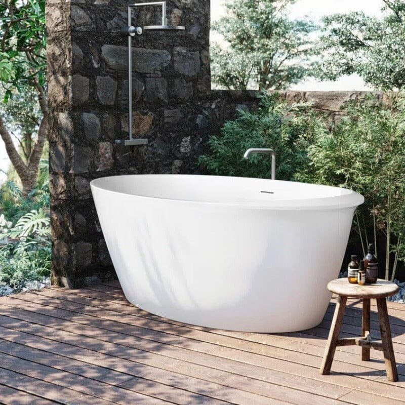 Mokleba 59" Acrylic Oval Shape Freestanding Soaking Bathtub with Overflow