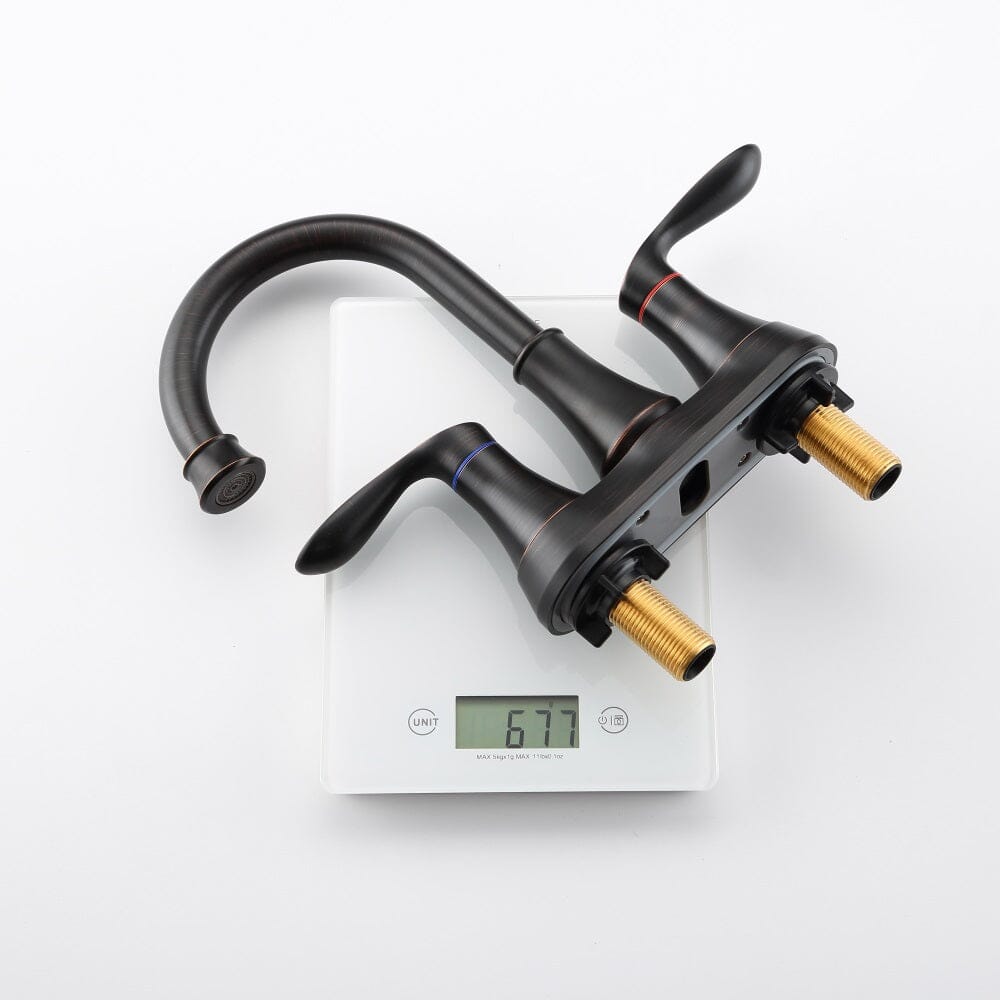 Giving Tree 2-Handle 4-Inch Oil Rubbed Bronze Bathroom Faucet, Bathroom Vanity Sink Faucets with Pop-up Drain and Supply Hoses