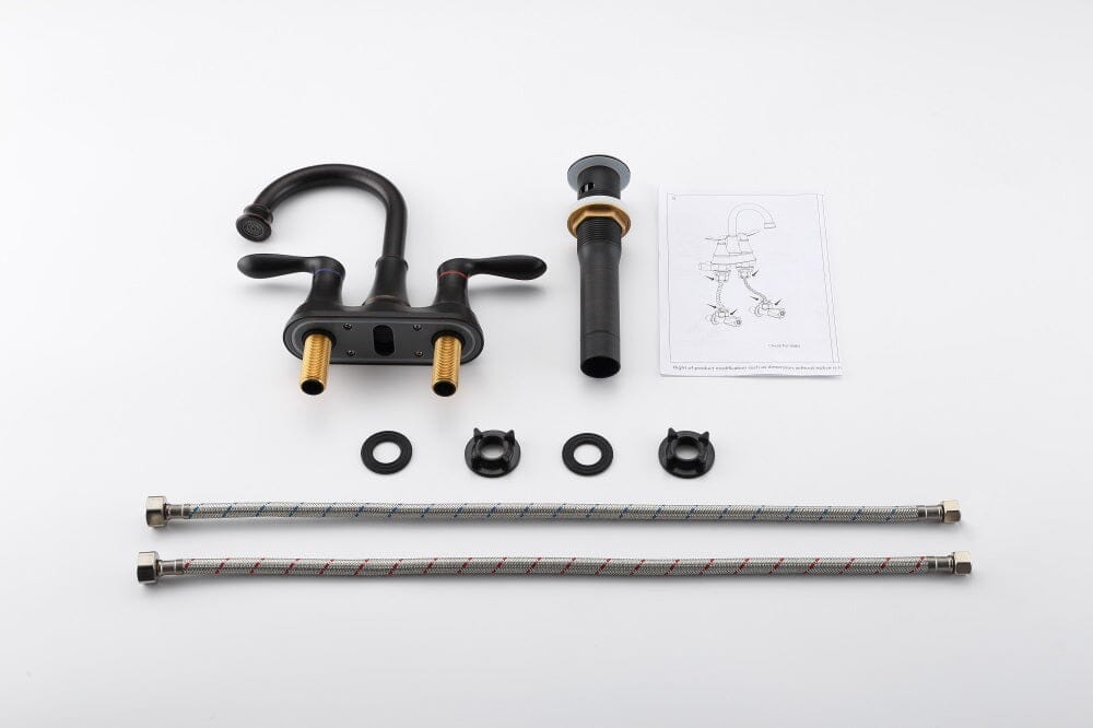 Giving Tree 2-Handle 4-Inch Oil Rubbed Bronze Bathroom Faucet, Bathroom Vanity Sink Faucets with Pop-up Drain and Supply Hoses