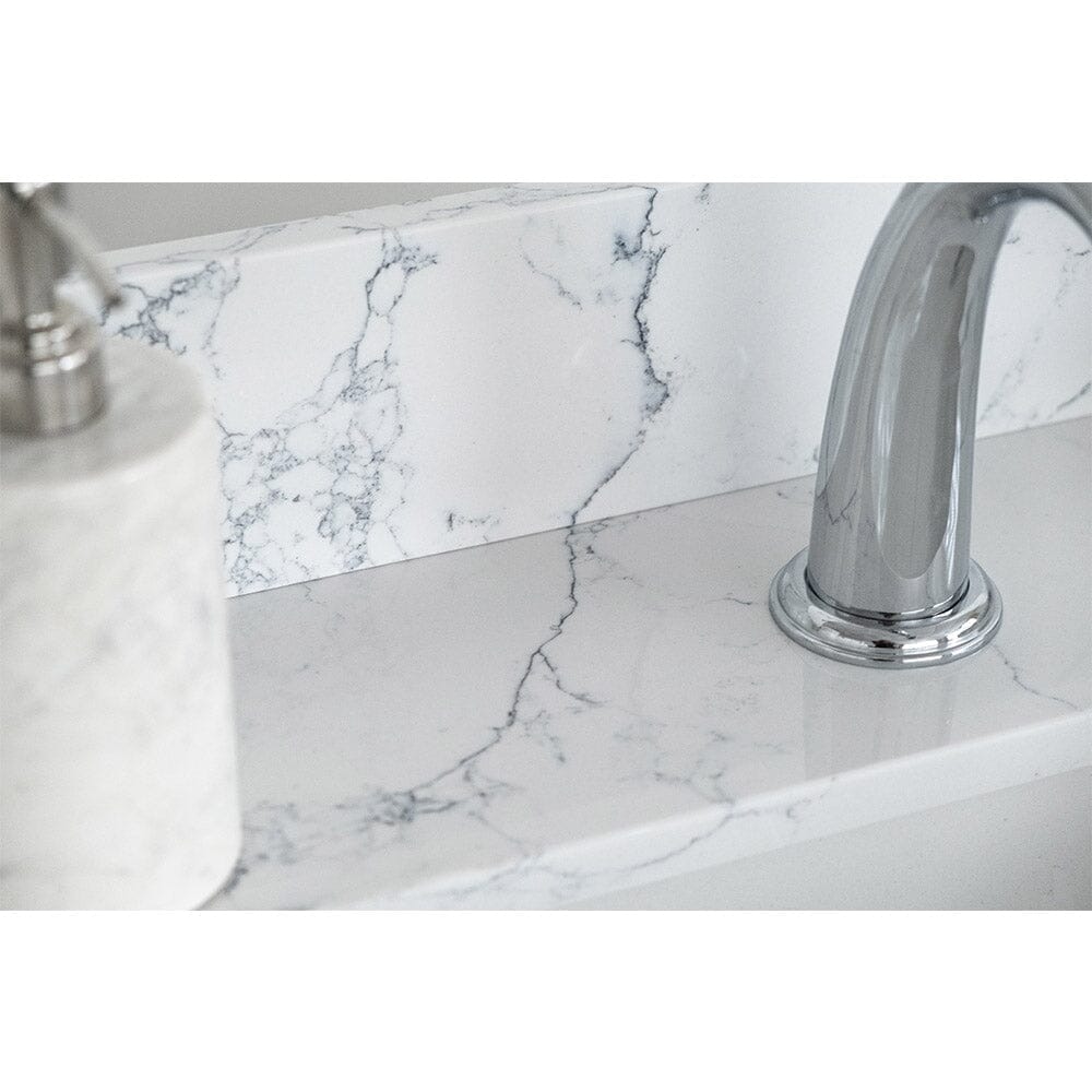 Giving Tree 37"x 22" bathroom stone vanity top carrara jade engineered marble color with undermount ceramic sink and single faucet hole with backsplash