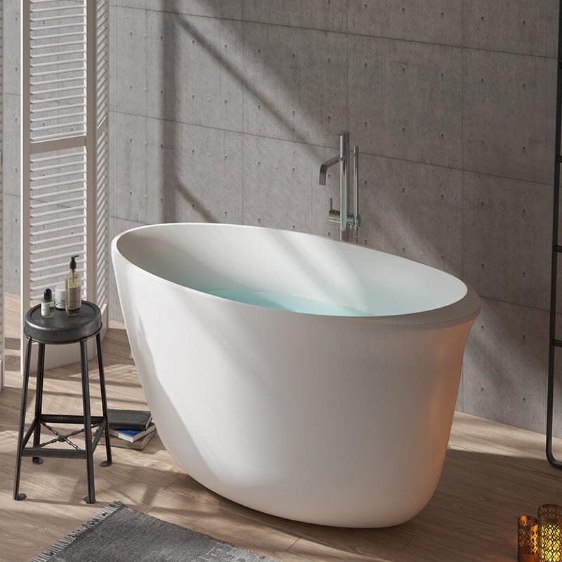 Mokleba 67" Acrylic Oval Modern Freestanding Soaking Bathtub White