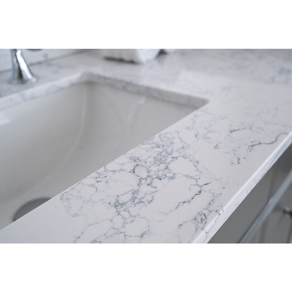 Giving Tree 31"x 22" bathroom stone vanity top Carrara jade engineered marble color with undermount ceramic sink and single faucet hole with backsplash