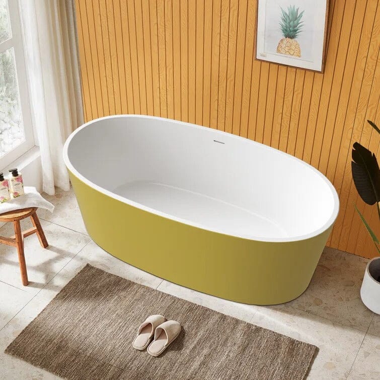 Giving Tree 63" Acrylic Modern Bathtub Oval Shape Freestanding Soaking Tub