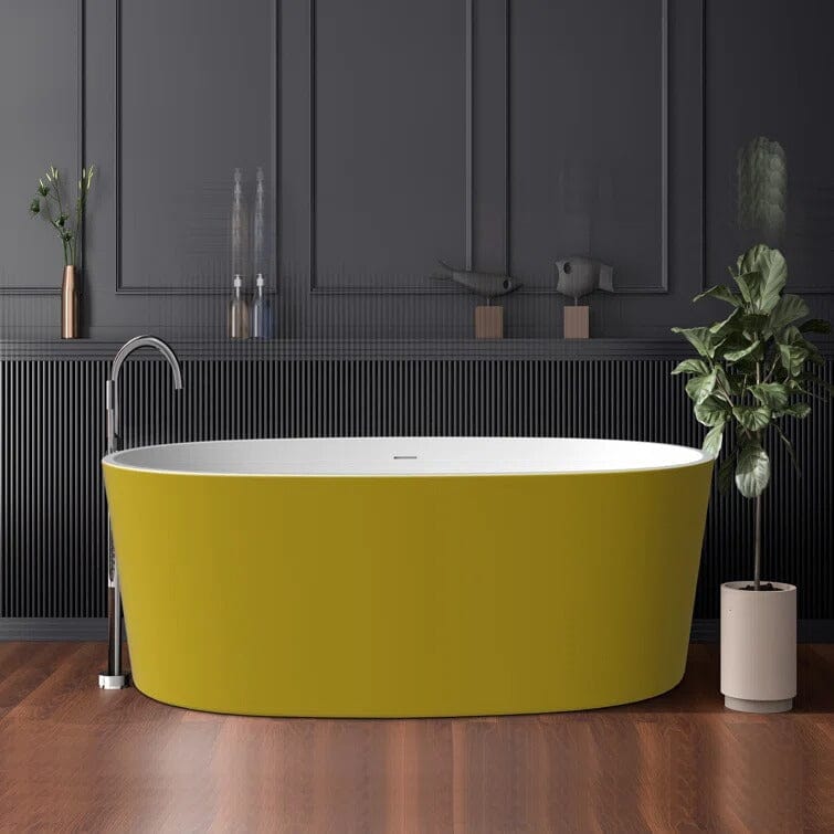 Giving Tree 63" Acrylic Modern Bathtub Oval Shape Freestanding Soaking Tub