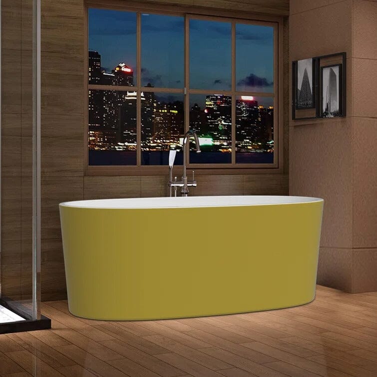 Giving Tree 63" Acrylic Modern Bathtub Oval Shape Freestanding Soaking Tub