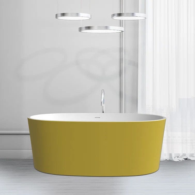 Giving Tree 63" Acrylic Modern Bathtub Oval Shape Freestanding Soaking Tub