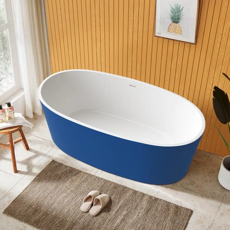 Giving Tree 63" Acrylic Modern Bathtub Oval Shape Freestanding Soaking Tub