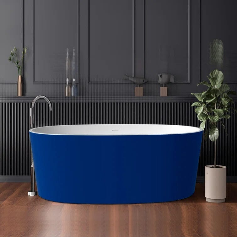 Giving Tree 63" Acrylic Modern Bathtub Oval Shape Freestanding Soaking Tub