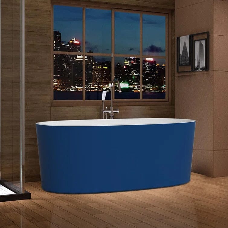 Giving Tree 63" Acrylic Modern Bathtub Oval Shape Freestanding Soaking Tub