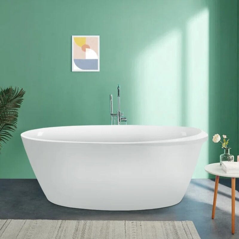 Mokleba 67" Acrylic Oval Modern Freestanding Soaking Bathtub White