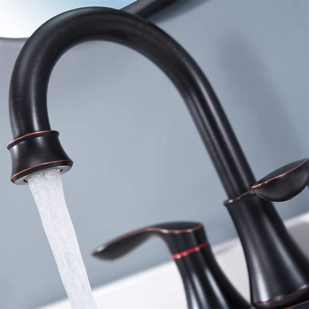 Giving Tree 2-Handle 4-Inch Oil Rubbed Bronze Bathroom Faucet, Bathroom Vanity Sink Faucets with Pop-up Drain and Supply Hoses