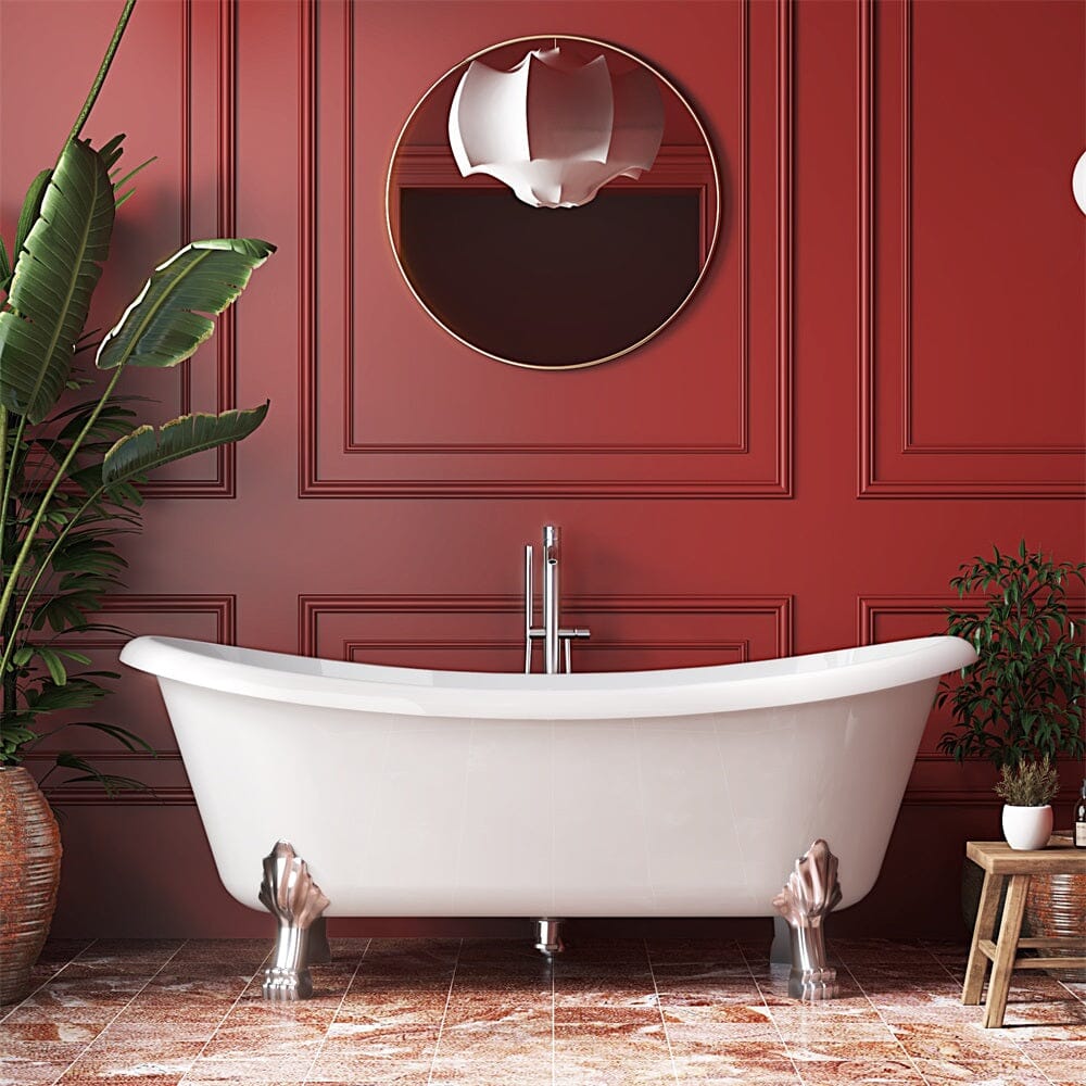 67" modern Glossy White Tub in Acrylic