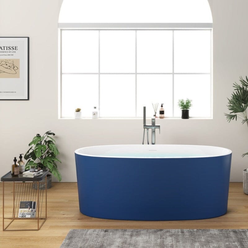 Giving Tree 59" Acrylic Modern Bathtub Oval Shape Freestanding Soaking Tub