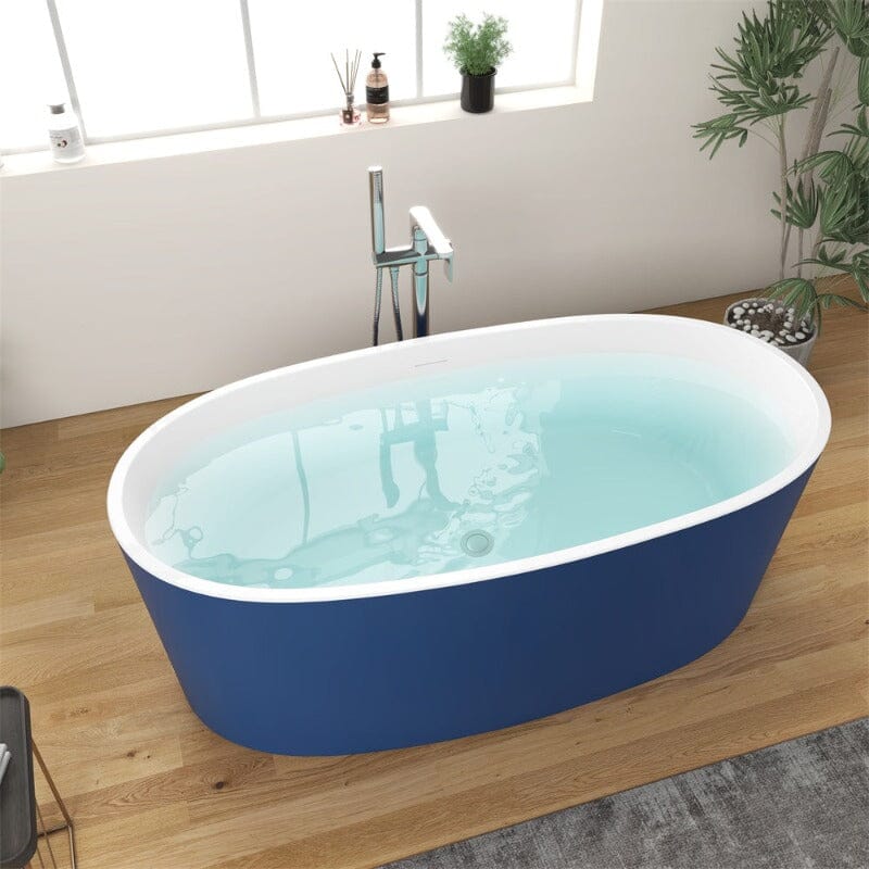 Giving Tree 59" Acrylic Modern Bathtub Oval Shape Freestanding Soaking Tub