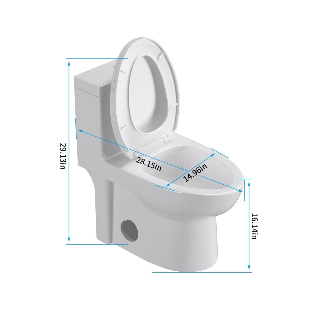 Giving Tree Powerful & Quiet Dual Flush Modern One Piece Toilet with Soft Closing Seat