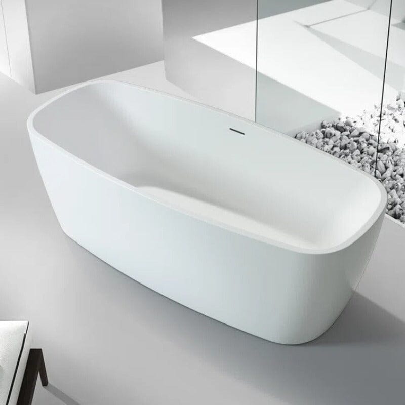 Mokleba 59" Acrylic Square Shape Freestanding Soaking Tub with Overflow & Drain