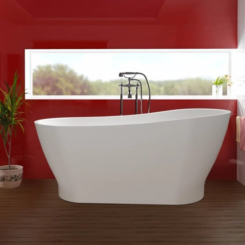 Giving Tree 59" Acrylic Single Slipper Tub Curve Shape Freestanding Bathtub
