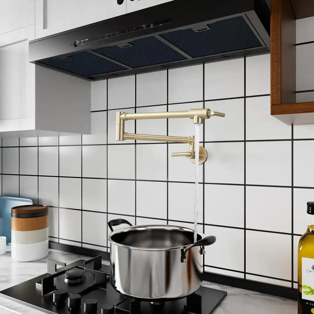 Giving Tree Double Handle Wall Mount Pot Filler Faucet with Solid Brass