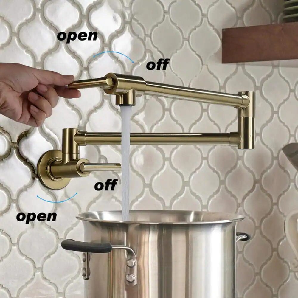 Giving Tree Double Handle Wall Mount Pot Filler Faucet with Solid Brass