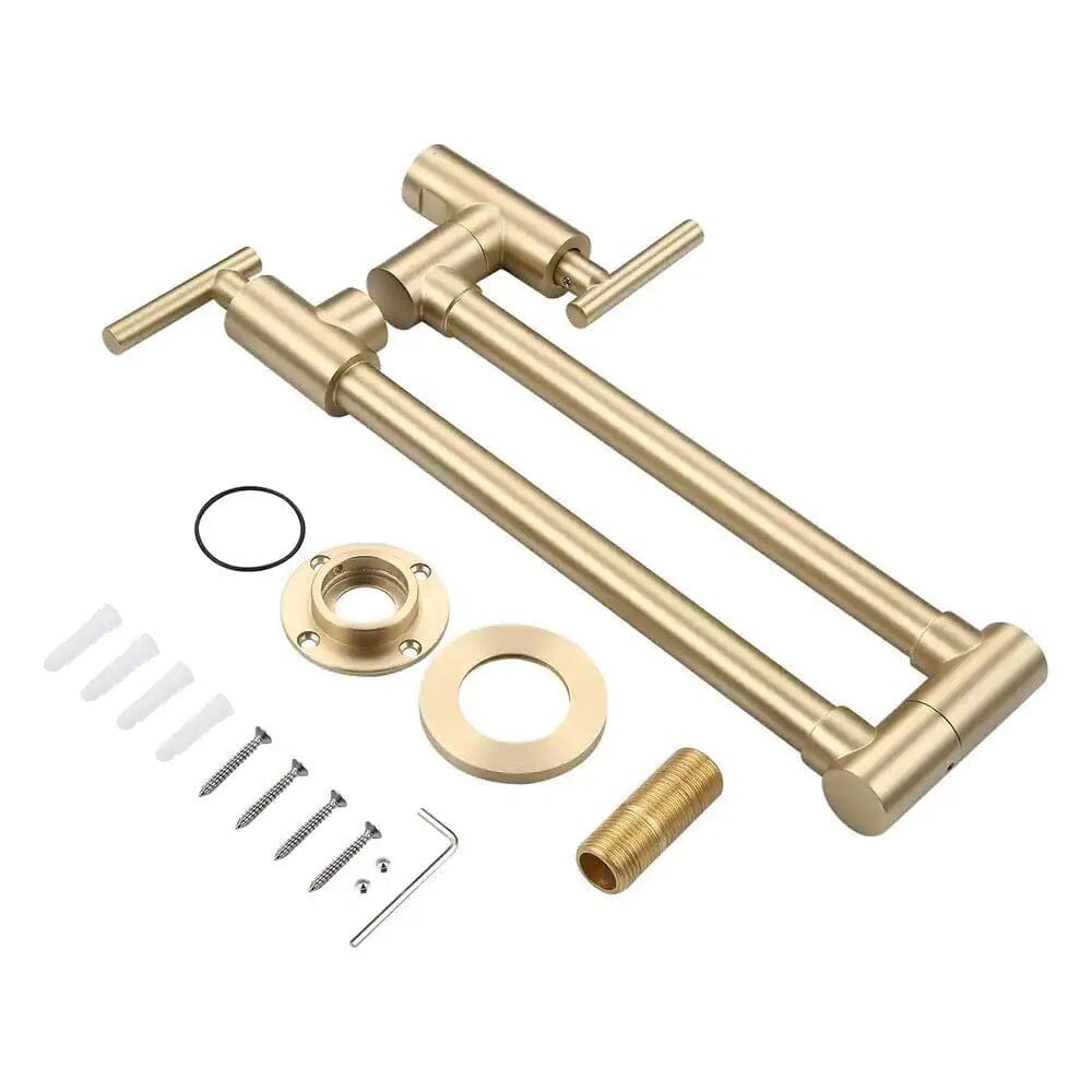 Giving Tree Double Handle Wall Mount Pot Filler Faucet with Solid Brass