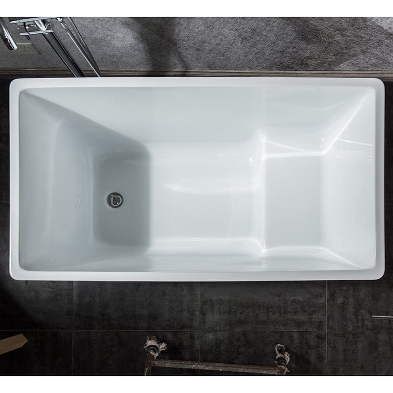 Top view of 47" rectangular acrylic soaking tub with built-in seat