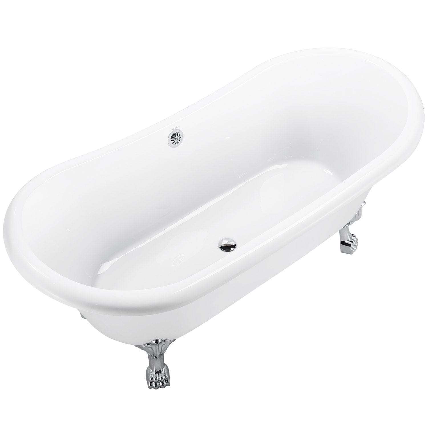 67" Glossy White rolled-edge stand alone Tub