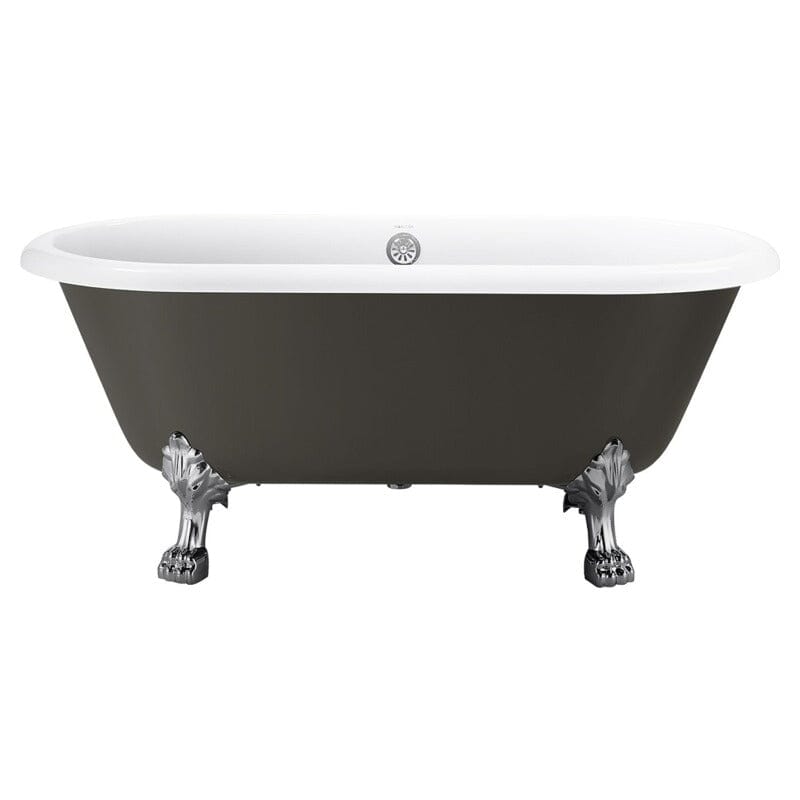 Gray 59" Double End Clawfoot Tub with Overflow