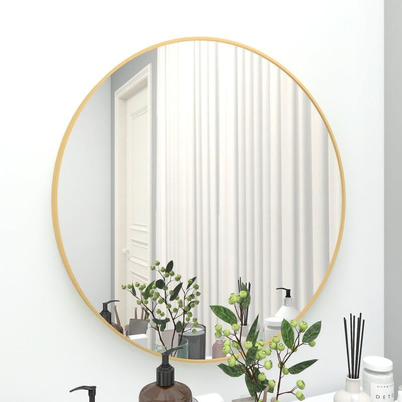 Giving Tree 28" Large Round Gold Border Wall Mirror for Make Up Vanity