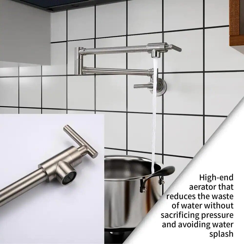 Giving Tree Double Handle Wall Mount Pot Filler Faucet with Solid Brass