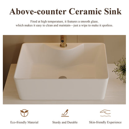 32 inch White Oak Bathroom Vanity Above Counter Ceramic Sink Glaze Features