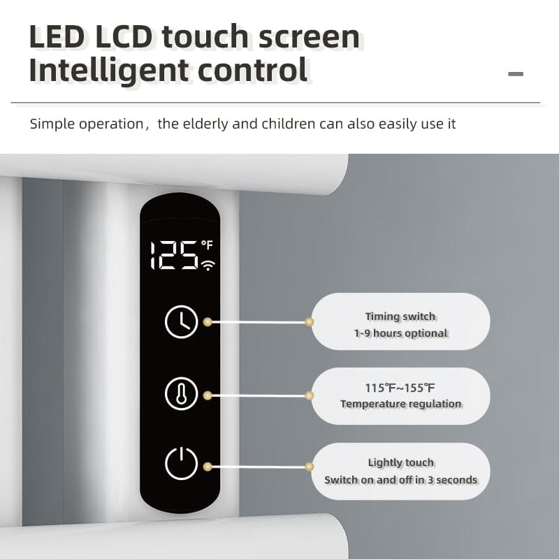 Electric Towel Warmer, Heated Towel Rack with Touch Panel, Timer &amp; Adjustable Temperature, Flat 7 Bar Towel Warmer, Plug-in