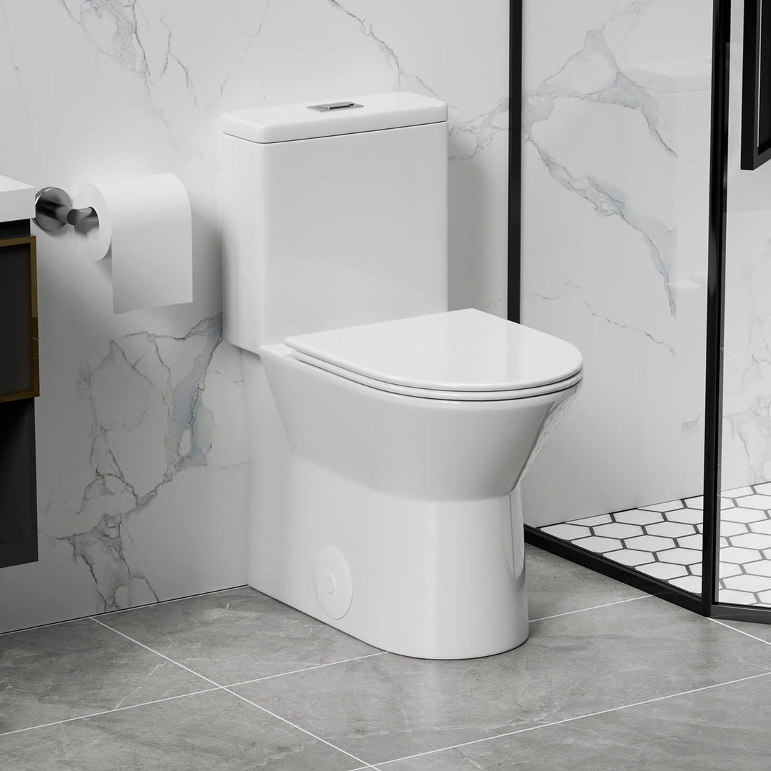 1.1 1.6 GPF Quiet Dual Flush Rimless Toilet