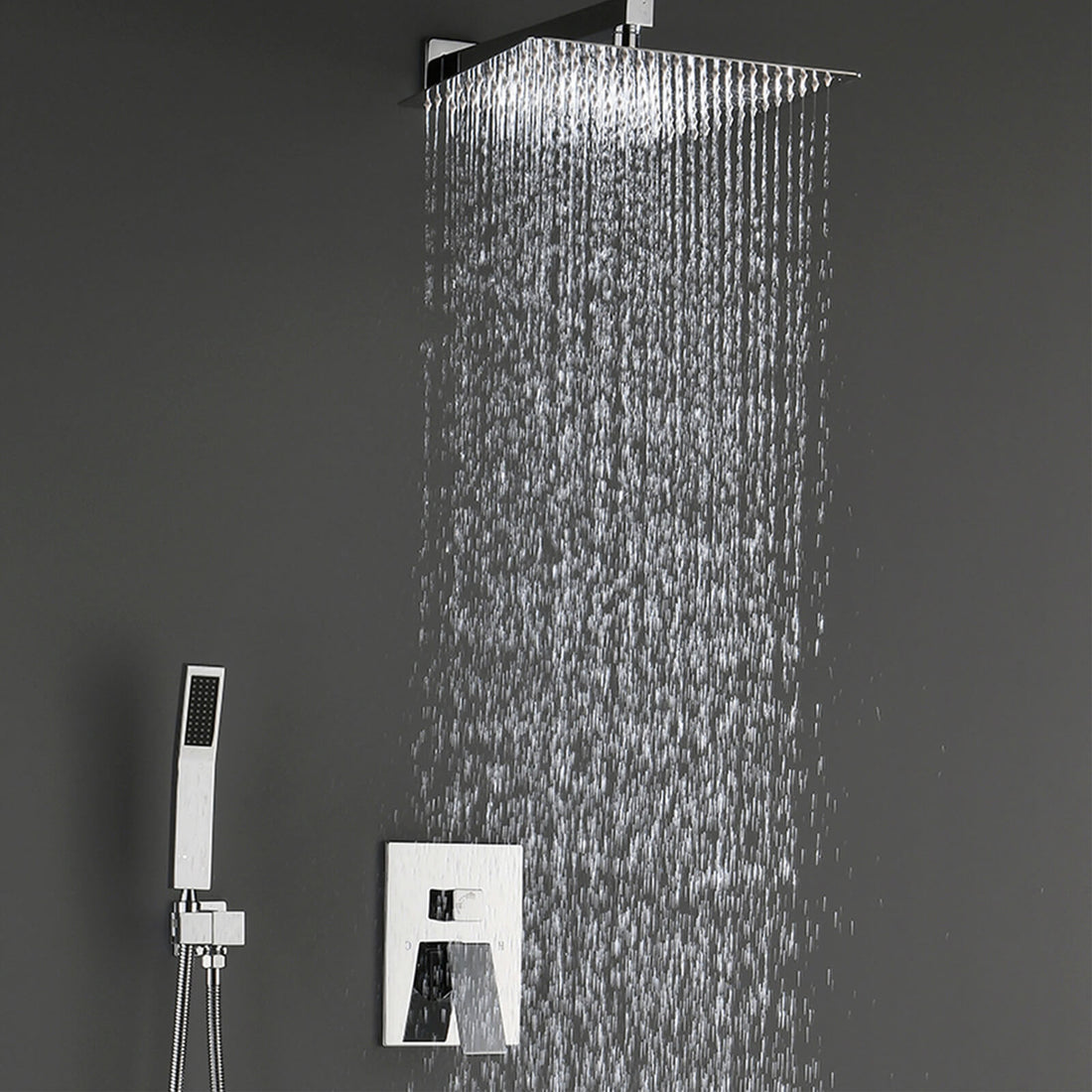 10 in Chrome Wall Mounted Shower System with Handheld Shower