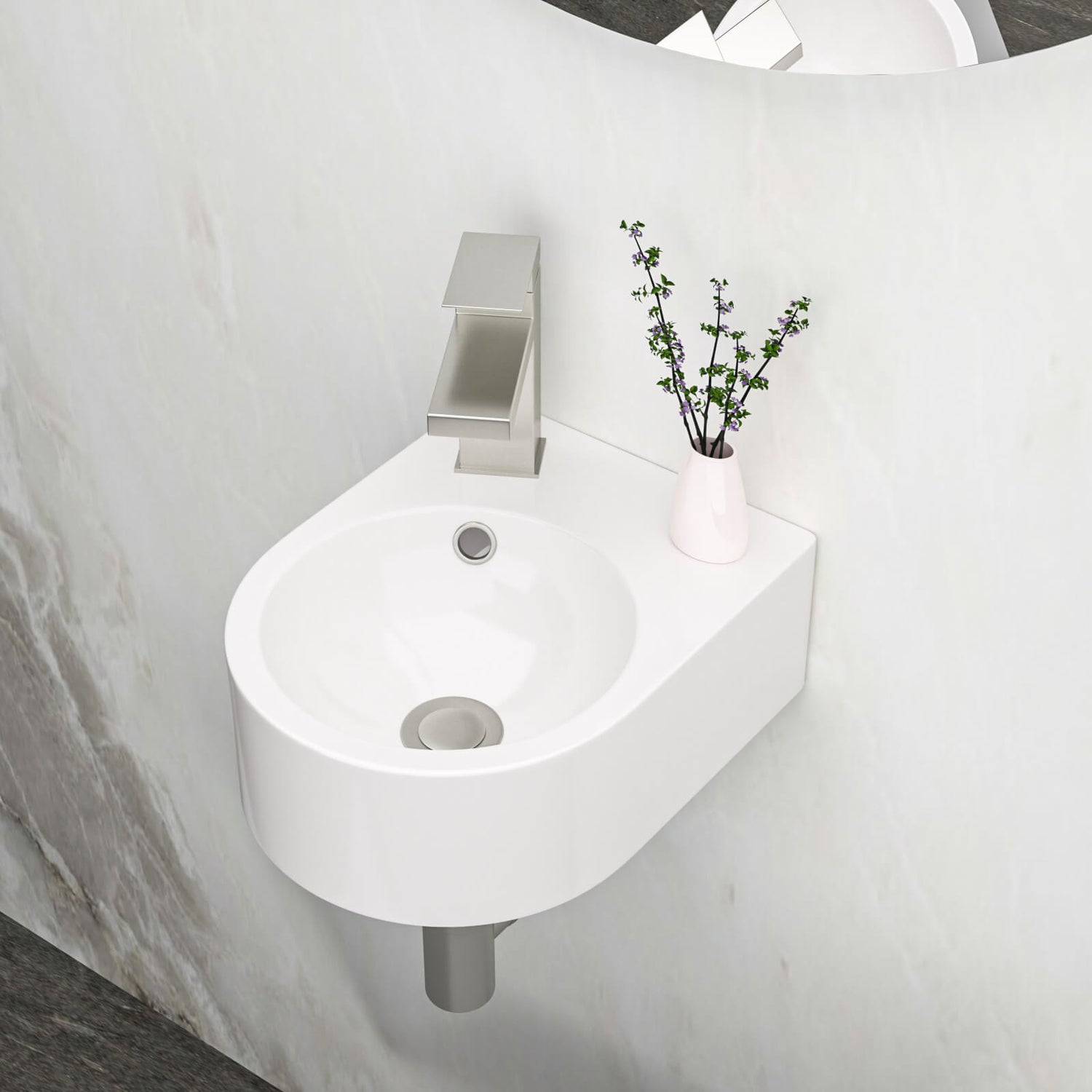 10 in x 13 in White Wall Mounted Ceramic Bathroom Sink