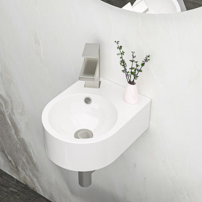 10 in x 13 in White Wall Mounted Ceramic Bathroom Sink