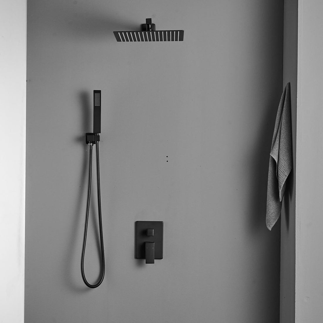 10 inch Matte Black Wall Mounted Shower System with Handheld Shower