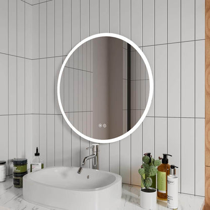 Giving Tree Round Frameless Bathroom Vanity Mirror with LED Light