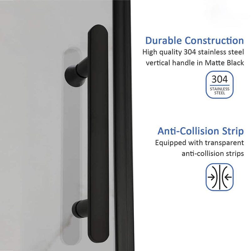 60 in. W x 72 in. H Explosion-proof Glass Sliding Framed Grid Shower Door with Towel Bar and Door Handle