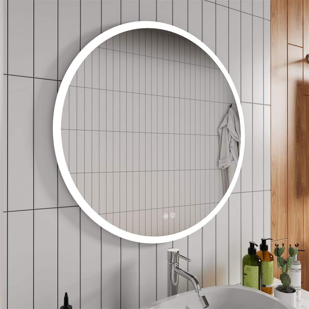 Giving Tree Round Frameless Bathroom Vanity Mirror with LED Light