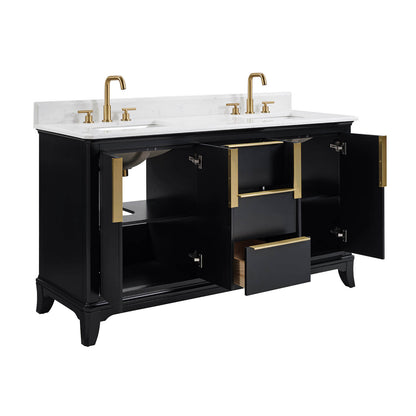 Mueble de baño de roble blanco de 48" con lavabo de resina y puertas de armario con cierre suave.