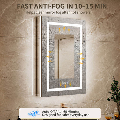 24" x 36" Medicine Cabinet with Mirror, Right Single Door, LED Bathroom Cabinet with Storage, Anti-Fog &amp; Adjustable Shelves