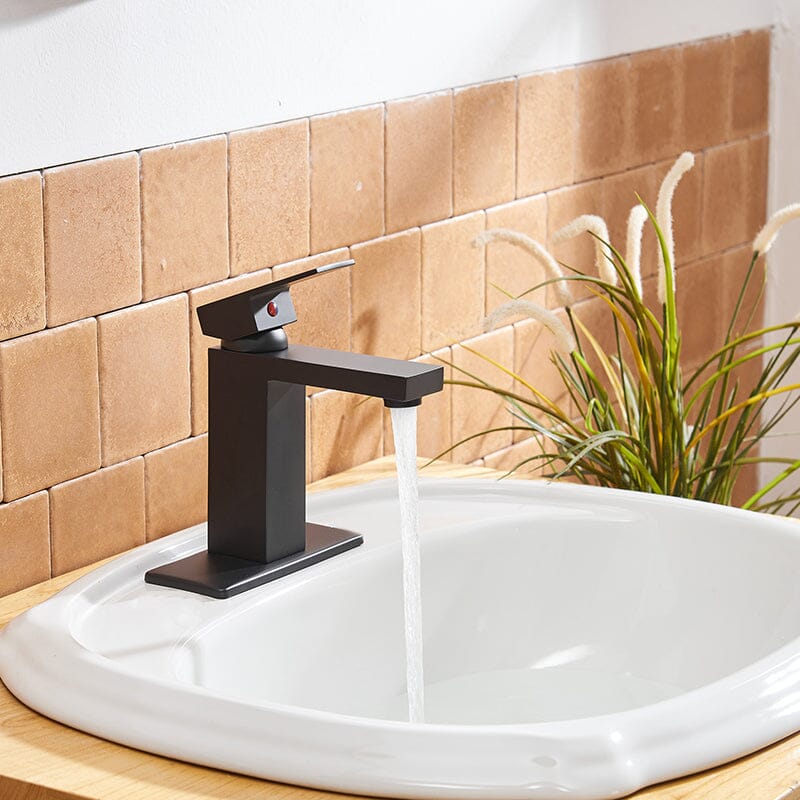 Modern Single Hole Low Arc Bathroom Sink Faucet Single Handle Solid Brass with Pop Up Drain