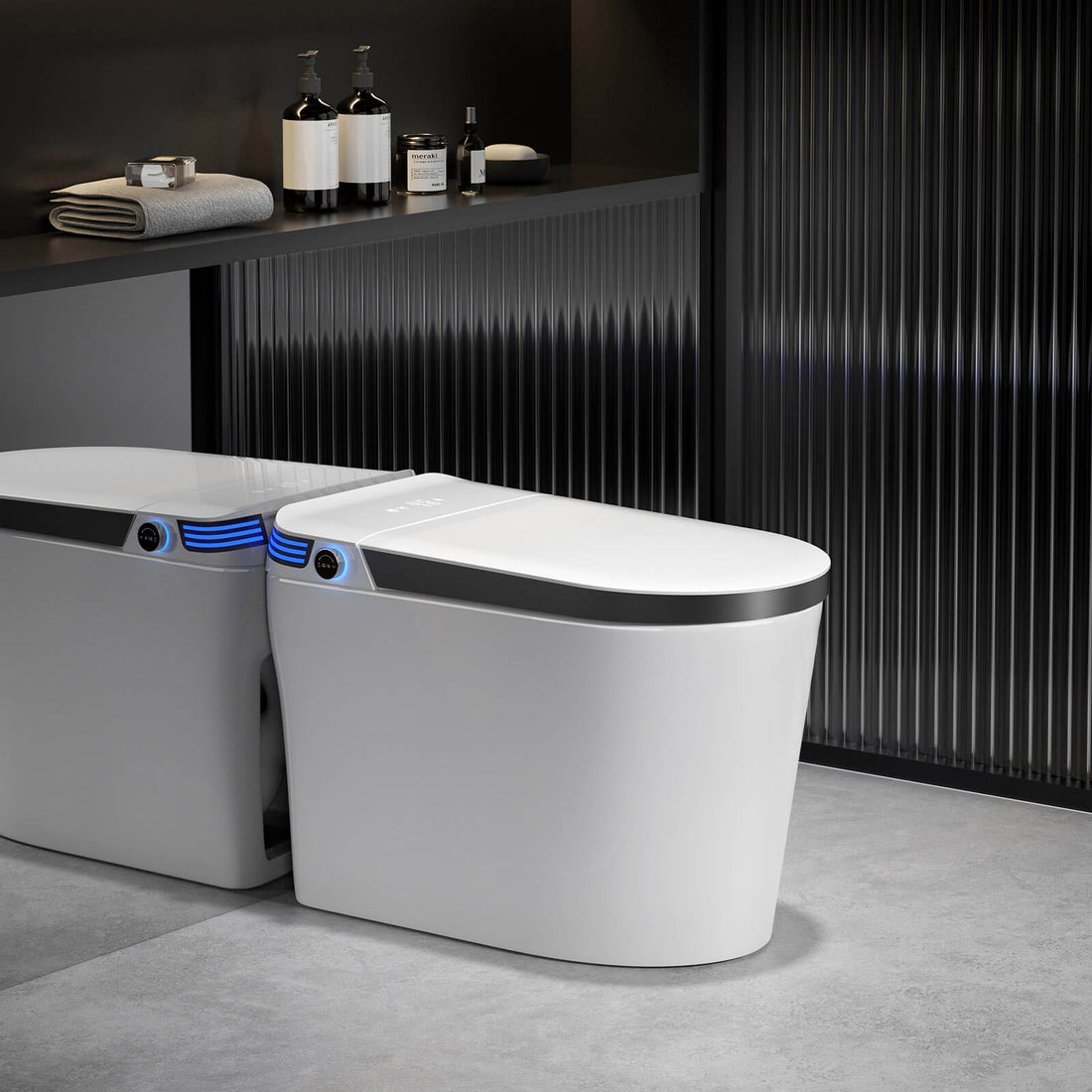 Modern Smart Bidet Toilet with LED Light, Heated Seat, Automatic Flush Tankless