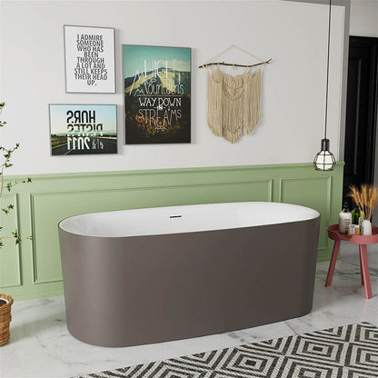 59-inch brown acrylic bathtub resistant to household chemicals
