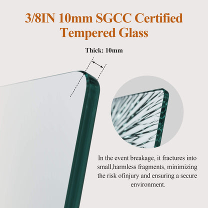 10mm Ultra-Thick Clear Tempered Glass of Matte Black Frameless Sliding Shower Door